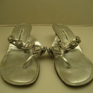 Women's Manolo Blahnik silver sandals size 36.5 Mu